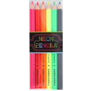*4/$20* Neon Colored Pencil Highlighters Set of 6 New in Box OOLY